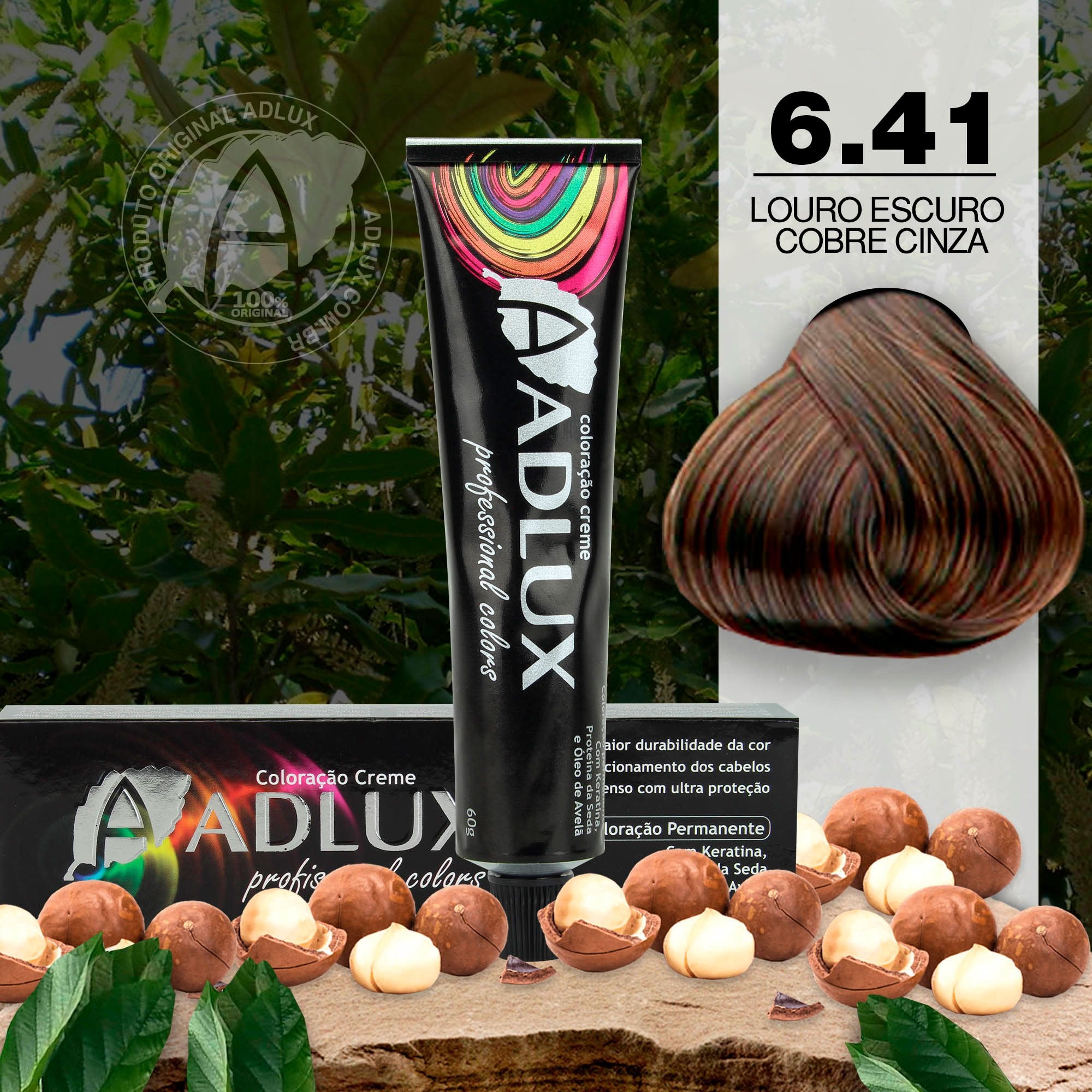 Coloração Creme Adlux 6.41 Louro Escuro Cobre Cinza - 60g