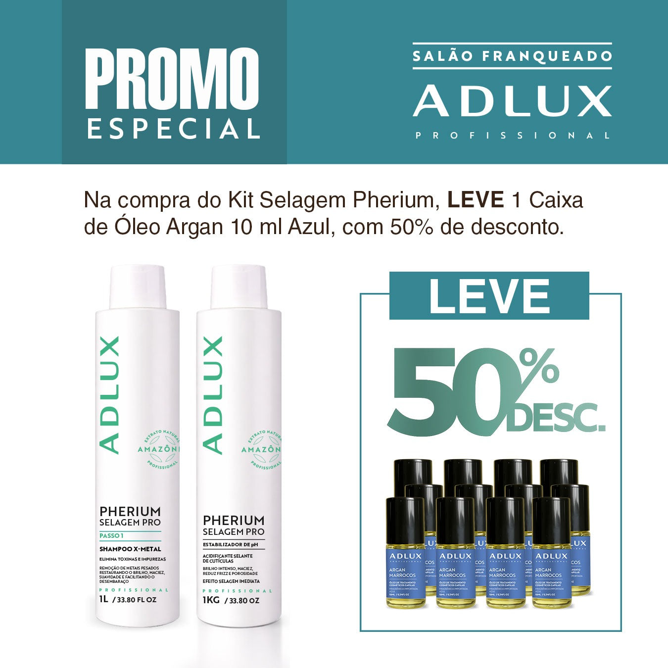 Promoção Kit Selagem Pherium. Leve 1 Caixa de Óleo Azul de 10ml com 50% desc.