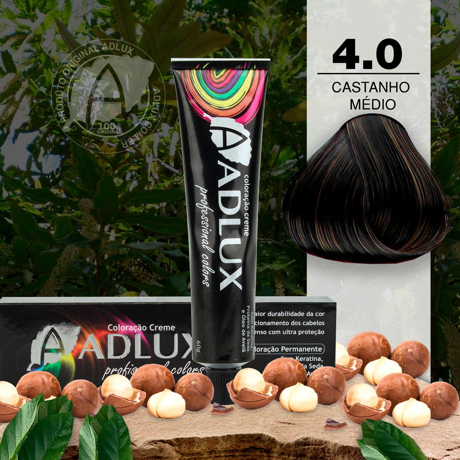 Coloração Creme Adlux 4.0 Castanho Médio - 60g