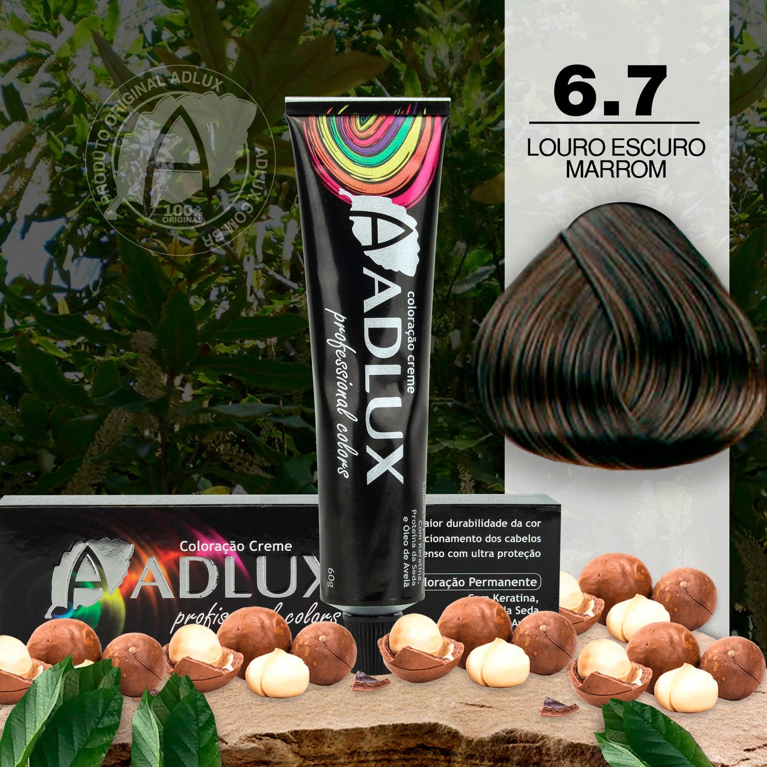 Coloração Creme Adlux 6.7 Louro Escuro Marrom - 60g