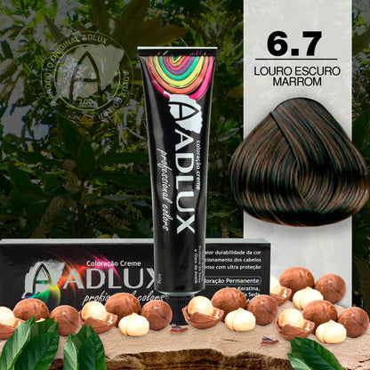 Coloração Creme Adlux 6.7 Louro Escuro Marrom - 60g