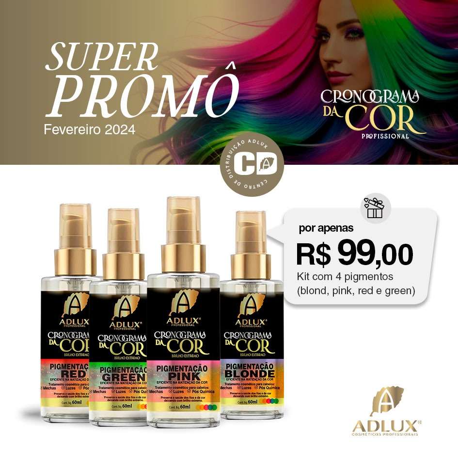 ( Combo 2 ) Pigmentação Cronograma da Cor (blond,pink,red,green) 60ml