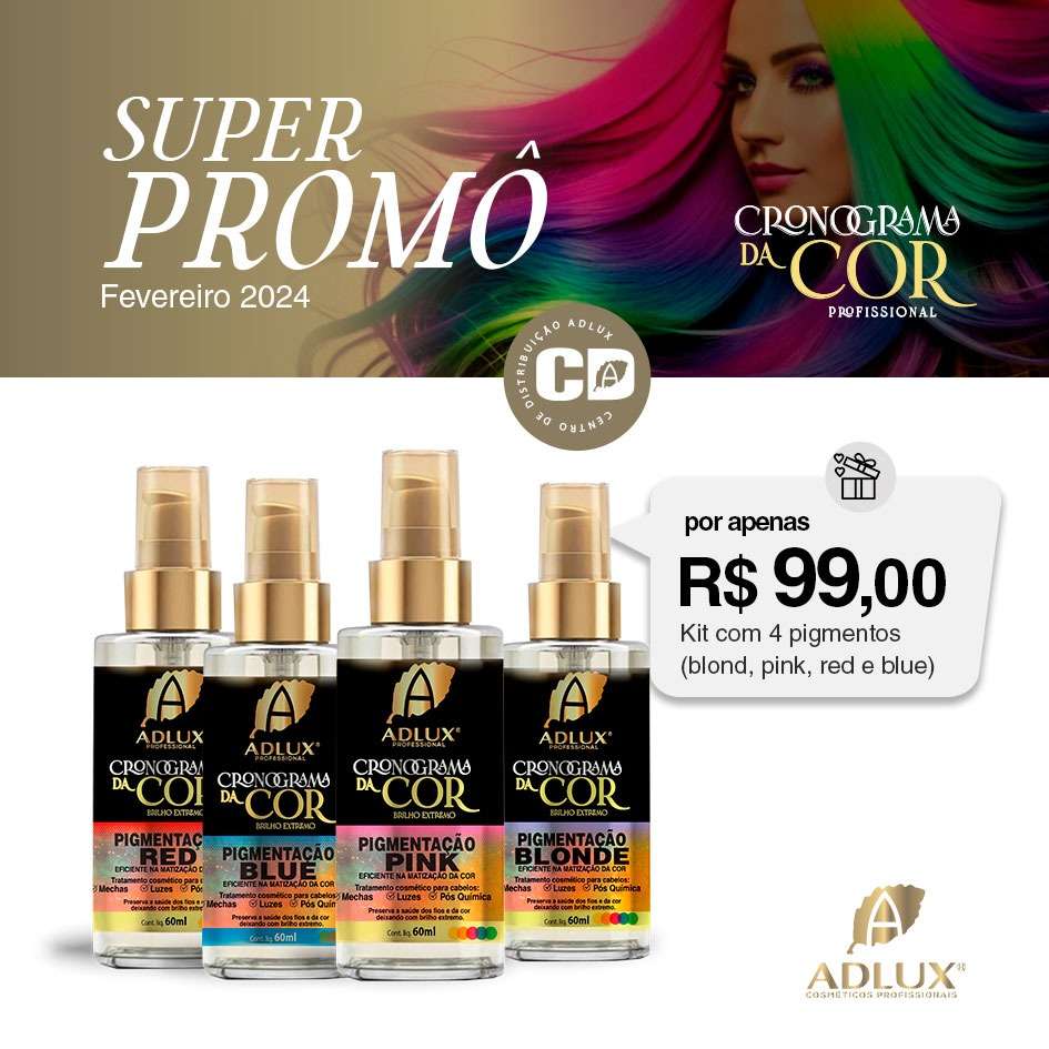 ( Combo 4 ) Pigmentação Cronograma da Cor (blond,pink,red,blue) 60ml