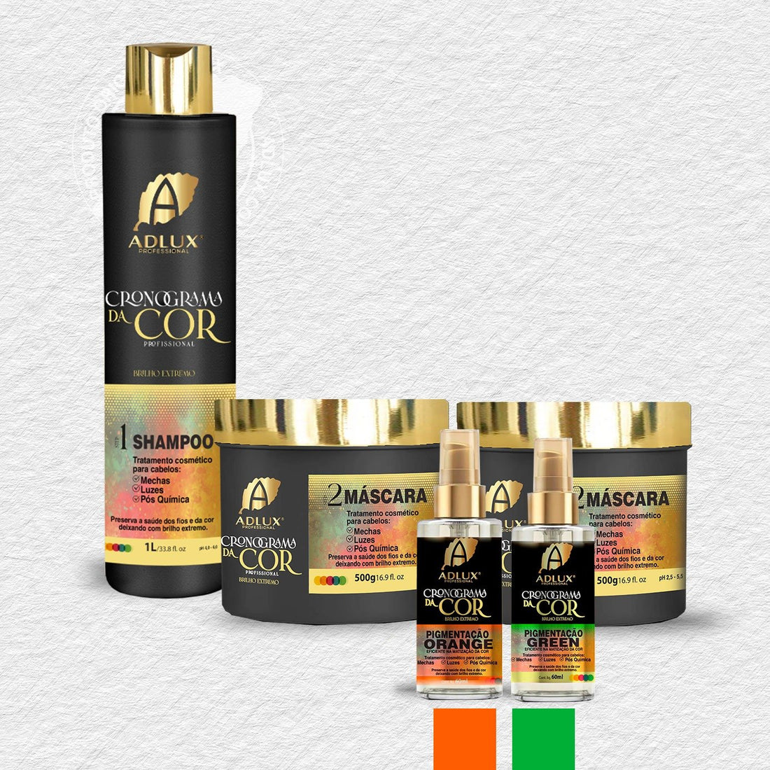 Kit Cronograma da Cor Profissional- 2 Passos (ORANGE - GREEN)