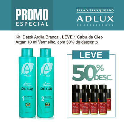 Promoção Kit Argila Branca Detok. Leve 1 Caixa de Óleo Vermelho de 10ml com 50% desc.