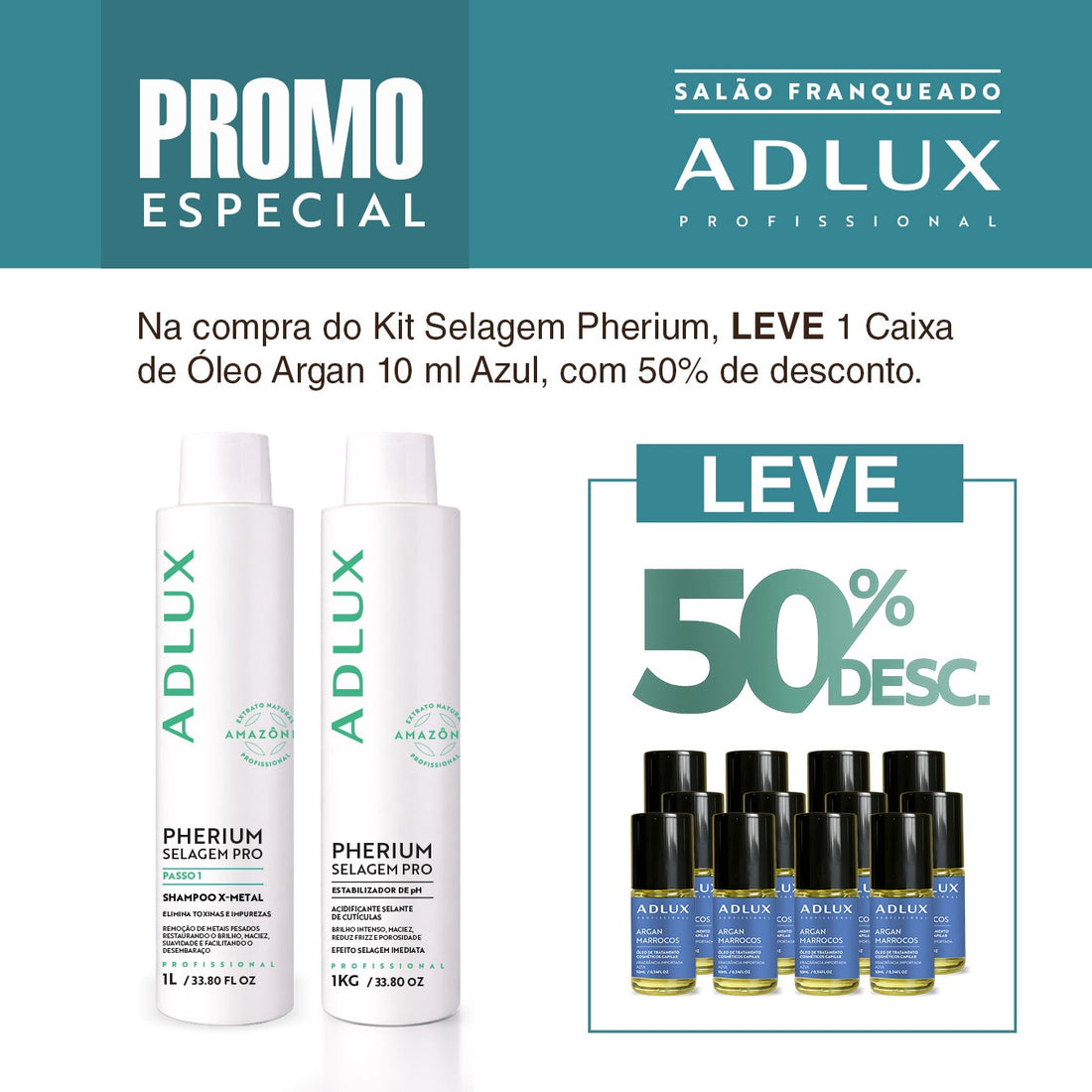 Promoção Kit Selagem Pherium. Leve 1 Caixa de Óleo Azul de 10ml com 50% desc.