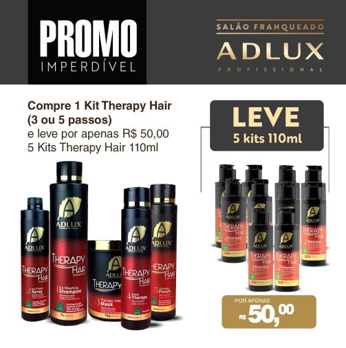 Compre 1 Kit therapy Hair 3 Passos e leve por apenas R$ 50,00 5 Kits Therapy Hair 110ml