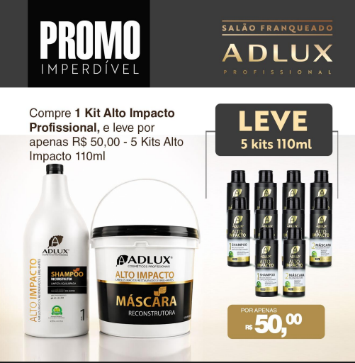 Compre 1 Kit Alto Impacto Profissional, e leve por apenas R$ 50,00 - 5 Kits Alto Impacto 110ml