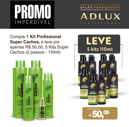 Compre 1 Kit Profissional Super Cachos, e leve por apenas R$ 50,00, 5 Kits Super Cachos 2 passos 110ml